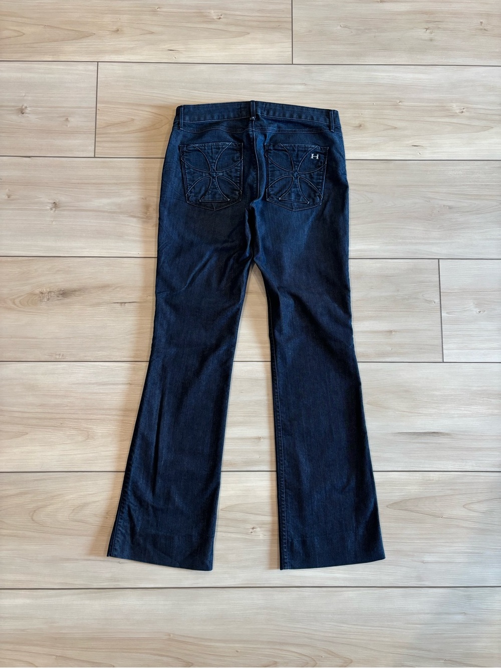 Habitual Y2K Pocket embroidery Dark Indigo Flare low rise women’s Denim Jeans